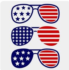 three patriotic sunglasses with the american flag on them