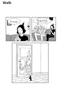 a comic strip with an image of a woman looking at her phone