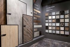 the interior of a showroom with various types of tile