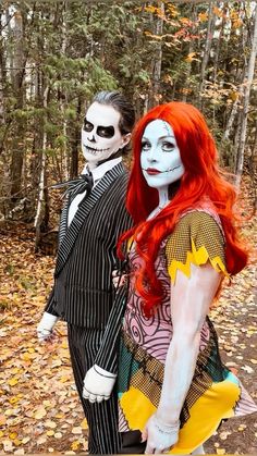 two people dressed up as jack and sally from the nightmare