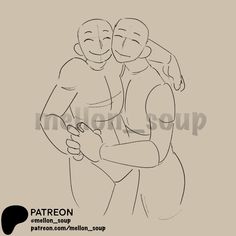 two people hugging each other with the words patreon written on them in black ink