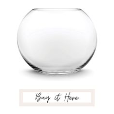 an empty glass bowl with the words buy it here