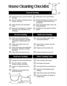 the house cleaning checklist is shown in black and white