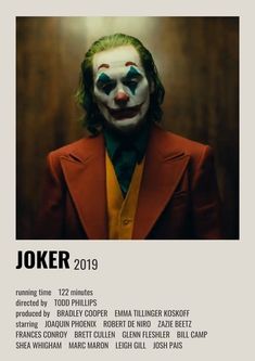 the joker movie poster is displayed in front of a dark background with an image of it's face