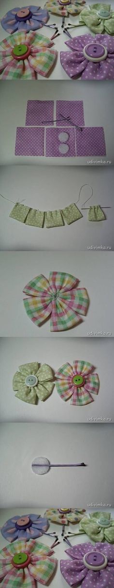 four pictures of different patterns and sizes of paper flowers with scissors in each one side