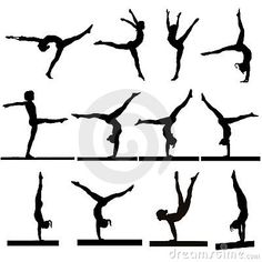 the silhouettes of people doing different yoga poses