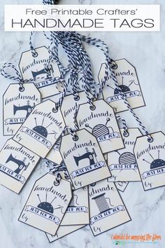 printable handmade tags with the words free printable crafters on them and some twine