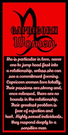 an orange and black poster with the words capricorn women