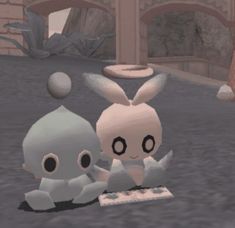 an animated image of two rabbits playing with each other in a video game screen shot