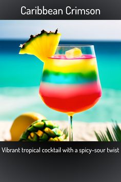 Caribbean Crimson an AI created cocktail. Vibrant tropical cocktail with a spicy-sour twist