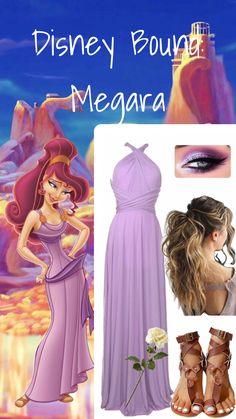 the princess from disney's sleeping beauty is shown with her dress, shoes and makeup