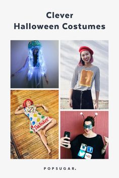 four different halloween costumes are featured in this post - it - yourself photo collage