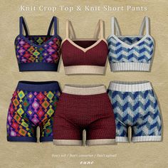 knit crop top and short pants for the females