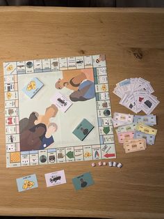 a board game sitting on top of a wooden table