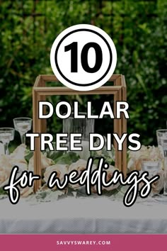 Looking for unique and budget-friendly ideas for your wedding day? 💑 Check out these TEN stunning DIY Dollar Tree Wedding Project Ideas I've personally created myself - meaning, if I can do them - YOU can too! 💍 From centerpieces and backdrops to the little details, find great ideas for a Pinterest-worthy wedding day that doesn't blow your decoration budget! Visit the blog now to get started and pin all your faves to try later! Diy Wedding Decorations For Outside, Ladies Banquet Table Decor, Compass Centerpiece Ideas, Diy Small Wedding Ideas, Wedding Vases Ideas Diy Centerpieces, Cheap Spring Wedding Ideas, Outdoor Event Decor Diy Ideas, Rustic Wedding Decor Simple, Fishing Centerpieces Ideas Wedding