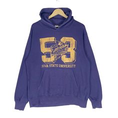 PLEASE ASK ANY QUESTION BEFORE BUYING THIS IS USED CLOTHING PLEASE DONT EXPECTED IT TO BE LIKE NEW OR IN PRISTINE CONDITION Vintage 90s IOWA State University Hoodie Cyclones NFL Sweatshirt Crewneck Purple Colour Football Size Large tag U.S College material Cotton 100% saiz on tag L (Large) Mesasures About ( Approximately) -Armpit to Ampit : update inch -Length (back collar down) : updated inch Condition : used good condition 8/10 **No Tears No Stains And No Hole** 🎈PLEASE READ THE DESCRIPTION A Iowa University, Nfl Sweatshirt, University Hoodie, Iowa State University, Purple Colour, Iowa State, Sweatshirt Crewneck, Used Clothing, State University