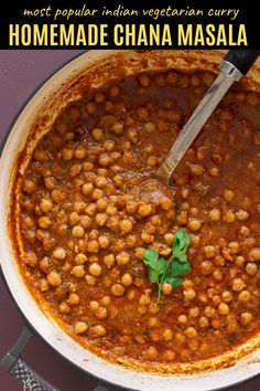 a pot filled with chickpeas and garbanzo sauce