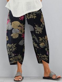 Pink Casual Floral Printed Sleeveless Jumpsuit - Azzlee Casual Floral Print Ankle-length Bottoms, Casual Stretch Bottoms With Floral Print, Baggy Floral Print Trousers, Multicolor Casual Ankle-length Bottoms, Casual Multicolor Ankle-length Bottoms, Multicolor Ankle-length Casual Bottoms, Casual Black Floral Print Pants, Multicolor Ankle-length Bottoms For Spring, Spring Multicolor Ankle-length Bottoms