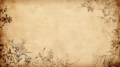 an old paper with flowers and vines on the edges in sepia toned colors is shown