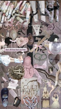 a collage of various items including shoes, bras and other things