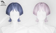 two female mannequins with blue and pink hair are shown in front of a white background