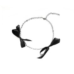 -Stainless Steel, Black Ribbon -Adjustable, Fits Circumference from 12″ - 16″ (30cm - 40.6cm) ▶ Ready to Ship on MAY 6TH ---- Black Bow Choker Necklace ---- The Black Bow Choker Necklace is an elegant piece that brings a touch of sophistication. Featuring two black ribbon bows, it radiates a polished appeal that is both classic and adaptable. Great for a special occasion and your everyday look. Made from lightweight stainless steel, it offers durability without compromising on comfort. The adjustable chain at the back ensures a perfect fit for every wearer. - 2404 Collection  MATERIAL Stainless Steel, Black Ribbon  SIZE Adjustable - Fits Circumference from 12″ - 16″ (30cm - 40.6cm)  SUGGESTED CARE: Use water and a drop of mild detergent. Rinse, then line dry. Always make sure to wipe off w Black Bow Jewelry For Evening, Chic Ribbon Necklace For Gift, Elegant Party Necklace With Bow, Chic Ribbon Necklace Perfect For Gifts, Elegant Bow Necklace For Party, Elegant Bow Choker As A Gift, Adjustable Black Ribbon Party Choker, Silver Party Jewelry With Satin Bow, Silver Jewelry With Satin Bow For Party