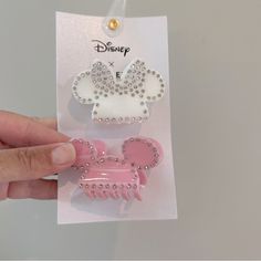 If You Are A Disney Lover - These Are For You! Bauble Bar Always Has The Absolute Cutest Accessories. One Pink & One White Crystal Encrusted Mickey & Minnie Hair Clips. Claw Clips Disney Minnie Mouse Mickey Mouse Set Of Hair Clips Disney Hair Clips, Hair Clips Claw, Bauble Bar, Disney Hair, Jewelry Boards, Disney Lover, Disney Jewelry, Claw Clips, Hair Stuff