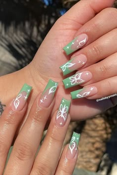 Green Acrylic Nails, Spring Acrylic Nails, Long Acrylic, Square Acrylic Nails, Short Acrylic Nails