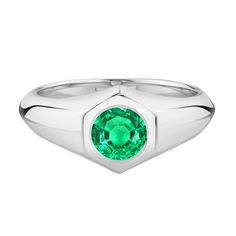 METAL SPECIFICATIONS White Gold 14K STONE SPECIFICATIONS Stone Name : Green Emerald Stone Cut : Round Cut Stone Details : There is one single round cut green emerald stone in the center approx. 1 carat (Approx. Dia. 6 mm) in the ring. Crafted with a natural earth mined stone. Color : Green Quality : AAA Total : Approx. 1 Carat RING SPECIFICATIONS Size : 8 (Can ship in any size) Appraised Value : $4,068.00 Comes with Certificate Modern Green Rings With Prong Setting, Modern Round Emerald Ring For Formal Occasions, Modern Emerald Rings With Center Stone, Modern Round Emerald Ring With Center Stone, Fine Jewelry Emerald Solitaire Ring In Round Cut, Green Diamond Ring With Brilliant Cut, Fine Jewelry Green Round Diamond Ring, Green Diamond Ring With Brilliant Round Cut, Green Sapphire Ring With Brilliant Cut For Formal Occasions