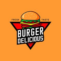 the logo for a fast food restaurant with a hamburger on it's front and side