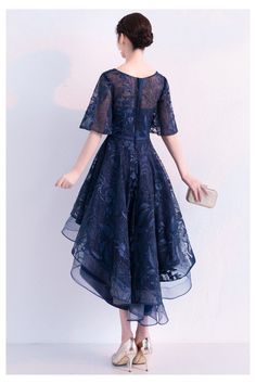 10% off now! elegant high low navy blue puffy homecoming dress with sleeves online. Sheprom offers formal, party, casual & more style dresses to fit your special occasions. Semi Formal Dresses With Sleeves, Blue Christmas Dress, Semi Formal Dresses Short, Homecoming Dress With Sleeves, Homecoming Dresses Modest, Formal Dance Dresses, Modest Homecoming Dresses, Dress With Puffy Sleeves, School Dance Dresses