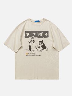 DetailsTheme: Funny Drinking CatSkin Feeling: Soft, Comfortable, Fit Good,Pattern Type: CartoonMaterial: CottonCollar: O-Neck Japanese Funny, Summer Graphic Tee, Japanese Cat, Cat Drinking, Harajuku Streetwear, Cat Graphic, Cat T, Style Streetwear, Harajuku Fashion