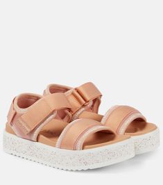 Pipper mesh platform sandals in pink - See By Chloe | Mytheresa Pink Sandals With Textured Sole And Round Toe, Nylon Sandals With Rubber Sole And Round Toe, Summer Nylon Sport Sandals With Rubber Sole, Chloe Sandals, Chloe Shoes, Flatform Sandals, Leather Platform Sandals, Slides Sandals, See By Chloe