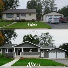 before and after photos of a house in the suburbs