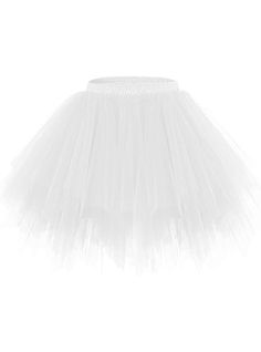 Super soft, non-scratchy tulle material with satin underlining and detachable satin sash Elastic closure Tulle Petticoat Skirt For Costume Party, Tulle Petticoat For Costume Party, Costume Party Tulle Petticoat, Elegant White Skirt For Costume Party, White Stretch Party Petticoat, White Tulle Petticoat For Party, White Stretch Petticoat For Party, Elegant Summer Petticoat For Costume Party, Elegant Summer Tulle Petticoat