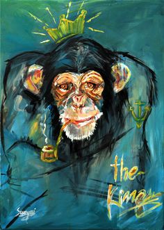 a painting of a monkey with a crown on his head and the words, the kings