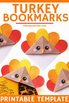 turkey corner bookmark with free printable template for kids to make it looks like they are