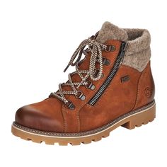 Remonte D7478-22 Women's Winter Boots, Brown Remonte D7478-22 Women's Winter Boots, Brown A sturdy winter boot from Remonte, crafted from high-quality brown suede with a dark finish. These women's winter boots feature a practical mountaineering lacing system in various shades of brown, complemented by soft wool felt elements on the cuff and tongue. The boots offer a convenient combination of zipper and lacing for easy entry. The interior lining and insole are made of genuine sheep's wool, with an additional water-repellent Remonte TEX membrane. Paired with the robust treaded sole, you can confidently navigate through challenging weather conditions.   Color: Brown  Heel Height: 3cm  Heel Type: Block heel  Toe Shape: Round  Shoe Width: Narrow to Normal (F)  Removable Insole: Yes  Outsole Col Warm Winter Dresses, Brown Winter Boots, Green Ankle Boots, Thick Tights, Soft Shoes, Brown Heels, Rubber Shoes, Cuff Detail, Winter Boots Women