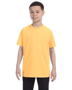 Youth Heavy Cotton™ 5.3 oz. T-Shirt - YELLOW HAZE - S | Gildan Youth Heavy Cotton T-Shirt in Yellow Size Small Ash Grey, Big Boys, Calgary, Cotton T Shirt, Custom Tshirts, Knit Jersey, Heavy Cotton, Shirts Tops, Cotton Tshirt