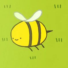 a drawing of a bee flying through the air