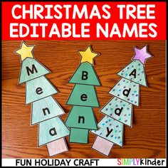 christmas tree printable name game for kids to play on the table with their names