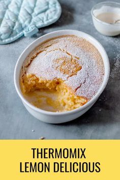 thermomix lemon delicious dessert in a bowl