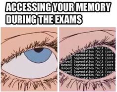 an eye with the caption'accessing your memory during the exam'in it