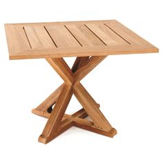 a wooden table with four legs and a square top, on a white background the table is made out of wood