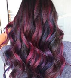 Colorful Highlights, Brown Ombre Hair, Mom Hairstyles, Burgundy Hair, Hair Color Highlights, Brown Blonde Hair, Hair Color And Cut, Deep Burgundy