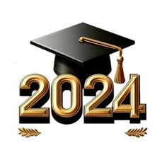 a graduation cap with the number 4204 in gold on top of it, next to a