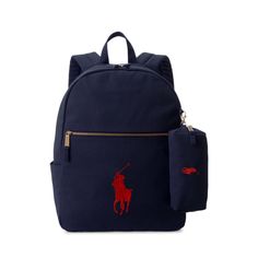 A must-have for school days and weekend adventures this backpack features durable cotton canvas a spacious design and a clip-off pencil case. Our iconic Big Pony adds pure Polo style. Bear Canvas, Boys Backpacks, Polo Bear, Polo Sport, Ralph Lauren Purple Label, Polo Style, Boys Accessories, Us Open, Canvas Backpack