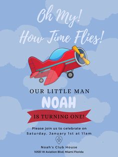 the little man is turning one birthday party flyer