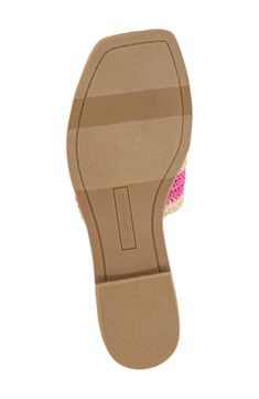 Overlapping straps put a modern spin on a breezy slide sandal grounded by comfort-enhancing memory foam cushioning. Memory foam cushioning Flexible outsole Textile upper/synthetic lining and sole Imported Sandal Women, Slide Sandals, Nordstrom Rack, Memory Foam, Womens Sandals, Light Pink, Nordstrom, Sandals, Pink