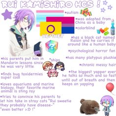 an info sheet with pictures and captions about the different types of animals in anime